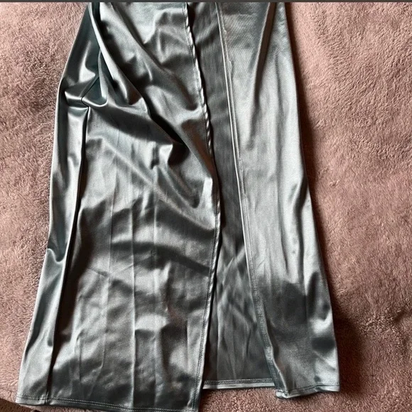 Windsor Satin Prom Dress in Soft Seafoam Green - Picture 3 of 7